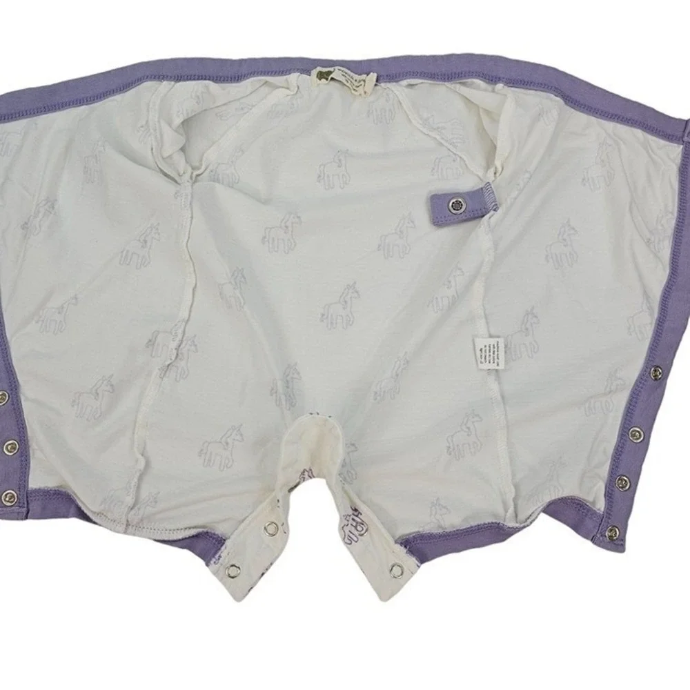 Baby 0-3M Monica + Andy Kimono Romper Set Purple Hearts Unicorn Organic Cotton‎